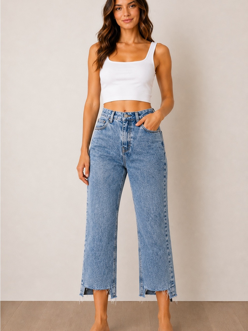 Lioness Mind Over Matter Mom Jeans Women M Crop Step Hem High Rise 90s Acid Wash